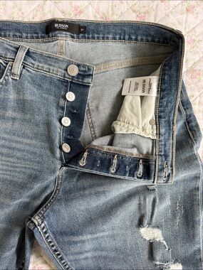 Hudson Jeans Light Blue High-Rise Distressed Button-Fly Jeans